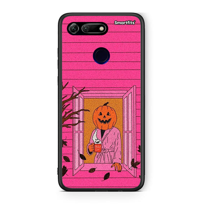 Honor View 20 Halloween Pumpkin Lady Θήκη από τη Smartfits με σχέδιο στο πίσω μέρος και μαύρο περίβλημα | Smartphone case with colorful back and black bezels by Smartfits