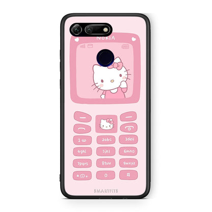 Honor View 20 Hello Kitten Θήκη Αγίου Βαλεντίνου από τη Smartfits με σχέδιο στο πίσω μέρος και μαύρο περίβλημα | Smartphone case with colorful back and black bezels by Smartfits