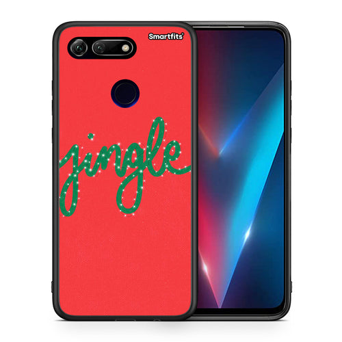 Θήκη Honor View 20 Jingle Xmas από τη Smartfits με σχέδιο στο πίσω μέρος και μαύρο περίβλημα | Honor View 20 Jingle Xmas case with colorful back and black bezels