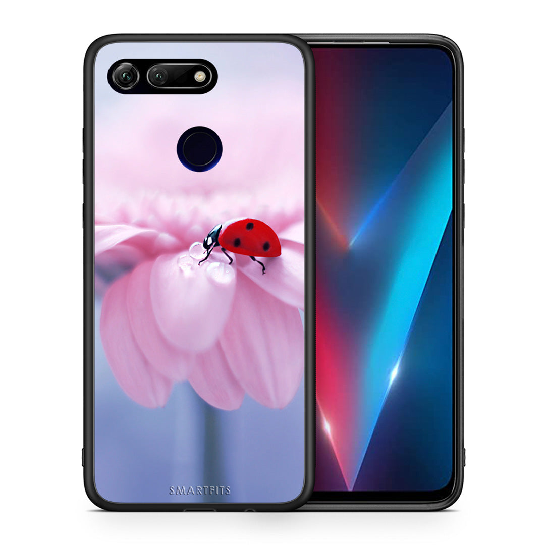 Θήκη Honor View 20 Ladybug Flower από τη Smartfits με σχέδιο στο πίσω μέρος και μαύρο περίβλημα | Honor View 20 Ladybug Flower case with colorful back and black bezels