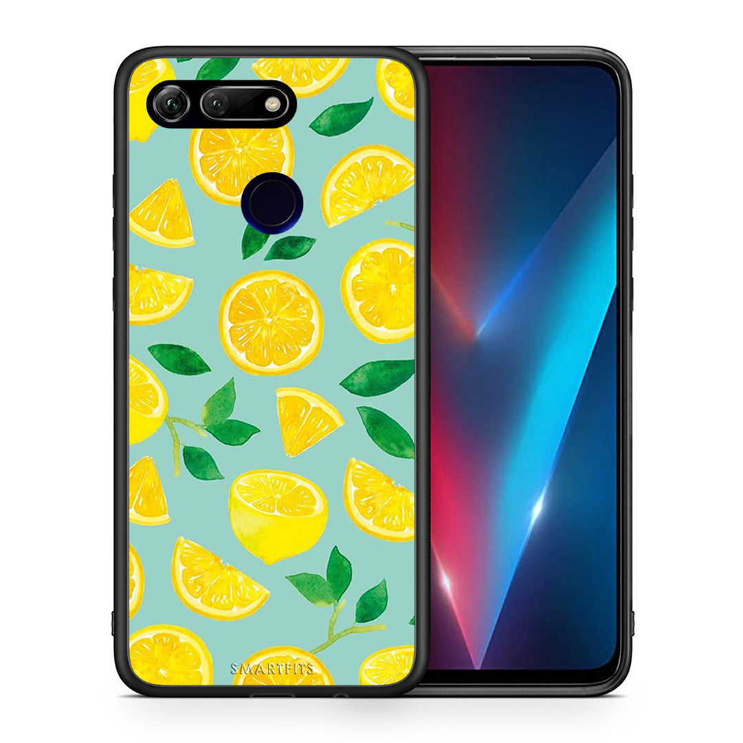 Θήκη Honor View 20 Lemons από τη Smartfits με σχέδιο στο πίσω μέρος και μαύρο περίβλημα | Honor View 20 Lemons case with colorful back and black bezels