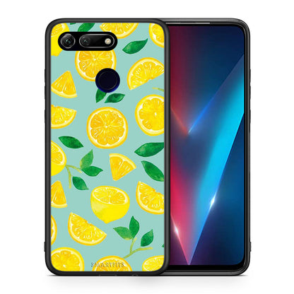 Θήκη Honor View 20 Lemons από τη Smartfits με σχέδιο στο πίσω μέρος και μαύρο περίβλημα | Honor View 20 Lemons case with colorful back and black bezels