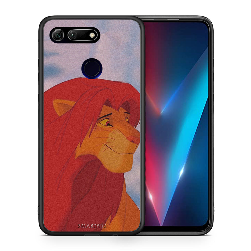 Θήκη Αγίου Βαλεντίνου Honor View 20 Lion Love 1 από τη Smartfits με σχέδιο στο πίσω μέρος και μαύρο περίβλημα | Honor View 20 Lion Love 1 case with colorful back and black bezels