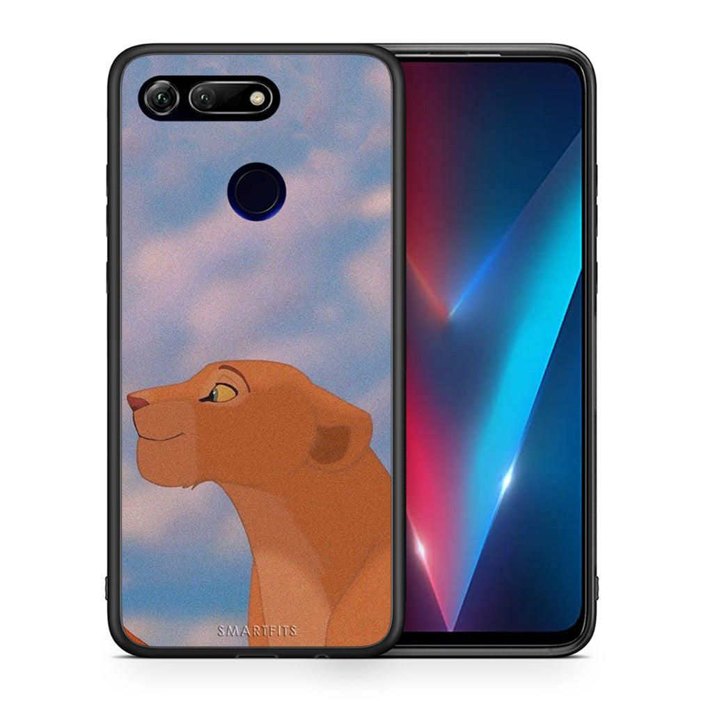Θήκη Αγίου Βαλεντίνου Honor View 20 Lion Love 2 από τη Smartfits με σχέδιο στο πίσω μέρος και μαύρο περίβλημα | Honor View 20 Lion Love 2 case with colorful back and black bezels
