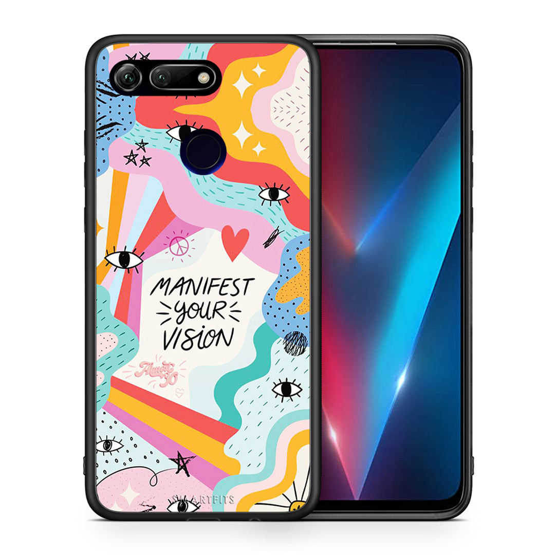 Θήκη Honor View 20 Manifest Your Vision από τη Smartfits με σχέδιο στο πίσω μέρος και μαύρο περίβλημα | Honor View 20 Manifest Your Vision case with colorful back and black bezels