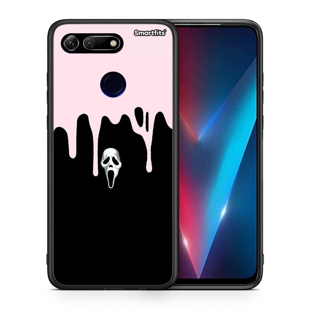 Θήκη Honor View 20 Melting Halloween Mask από τη Smartfits με σχέδιο στο πίσω μέρος και μαύρο περίβλημα | Honor View 20 Melting Halloween Mask case with colorful back and black bezels