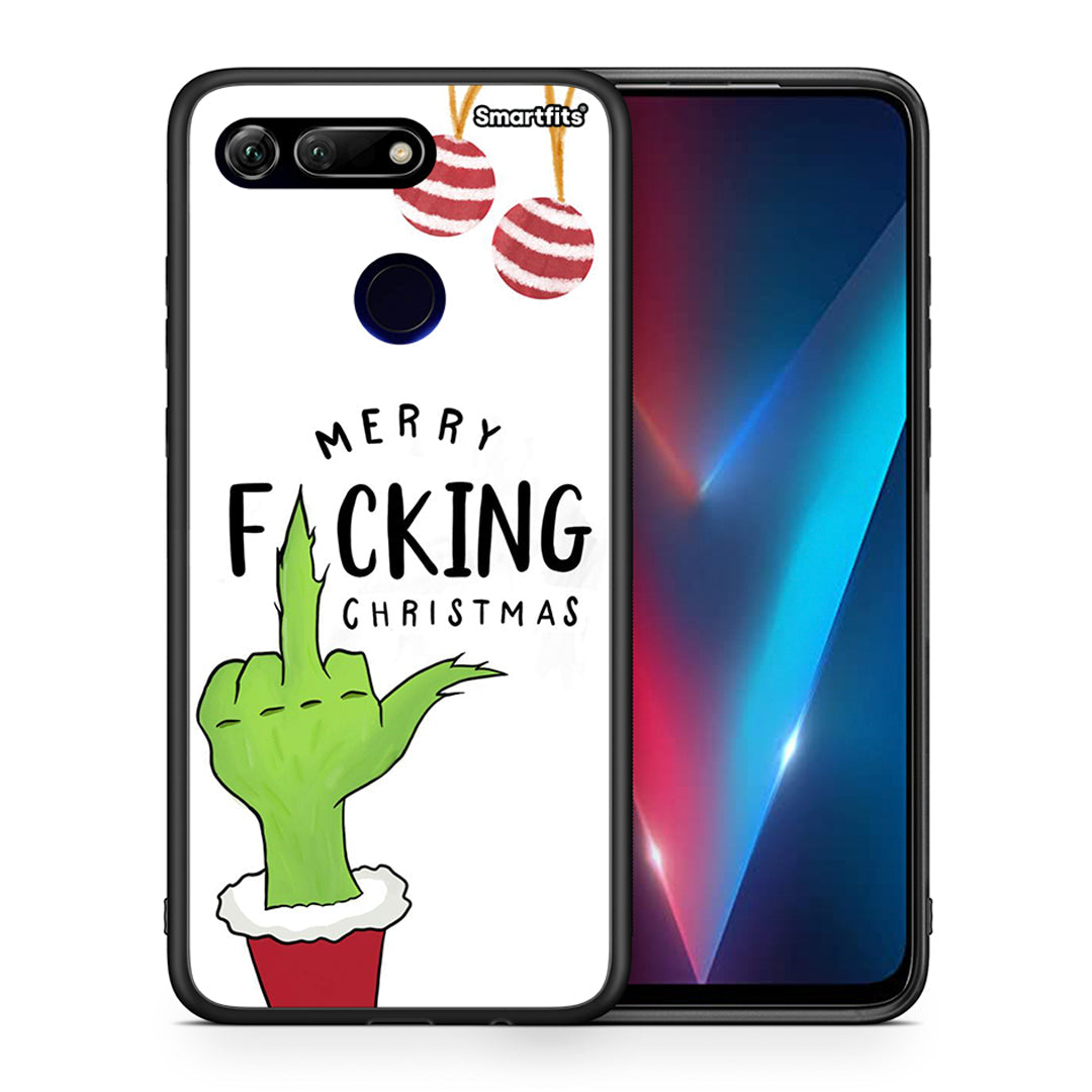 Θήκη Honor View 20 Merry F Xmas από τη Smartfits με σχέδιο στο πίσω μέρος και μαύρο περίβλημα | Honor View 20 Merry F Xmas case with colorful back and black bezels