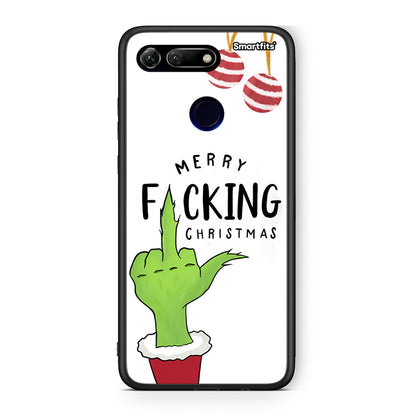 Huawei Honor View 20 Merry F Xmas θήκη από τη Smartfits με σχέδιο στο πίσω μέρος και μαύρο περίβλημα | Smartphone case with colorful back and black bezels by Smartfits