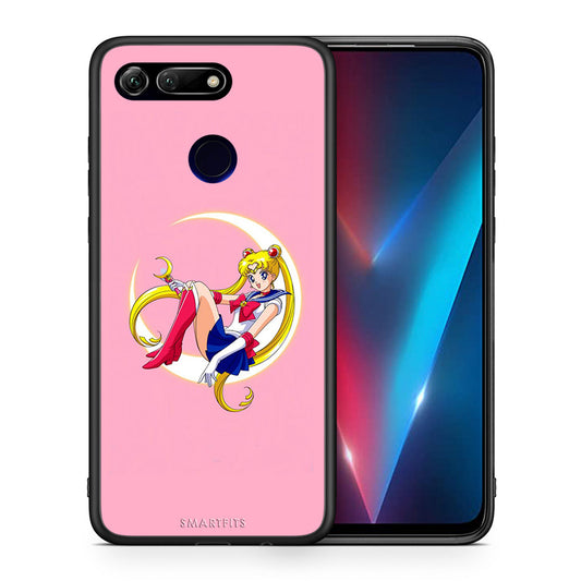 Θήκη Honor View 20 Moon Girl από τη Smartfits με σχέδιο στο πίσω μέρος και μαύρο περίβλημα | Honor View 20 Moon Girl case with colorful back and black bezels