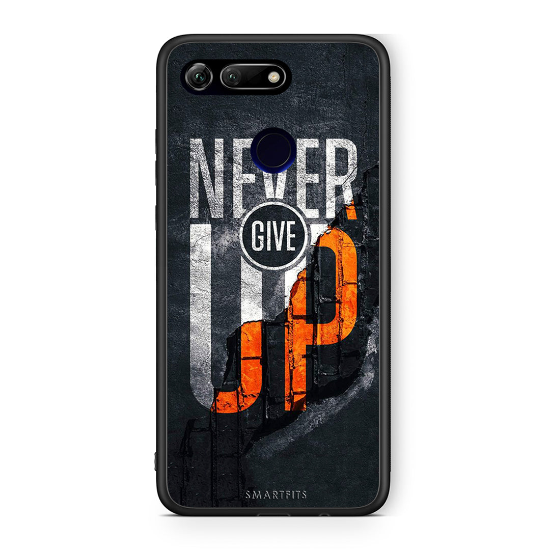 Honor View 20 Never Give Up Θήκη Αγίου Βαλεντίνου από τη Smartfits με σχέδιο στο πίσω μέρος και μαύρο περίβλημα | Smartphone case with colorful back and black bezels by Smartfits