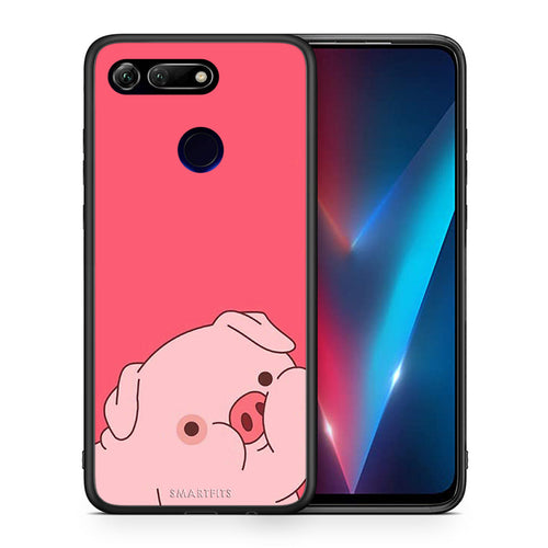 Θήκη Αγίου Βαλεντίνου Honor View 20 Pig Love 1 από τη Smartfits με σχέδιο στο πίσω μέρος και μαύρο περίβλημα | Honor View 20 Pig Love 1 case with colorful back and black bezels