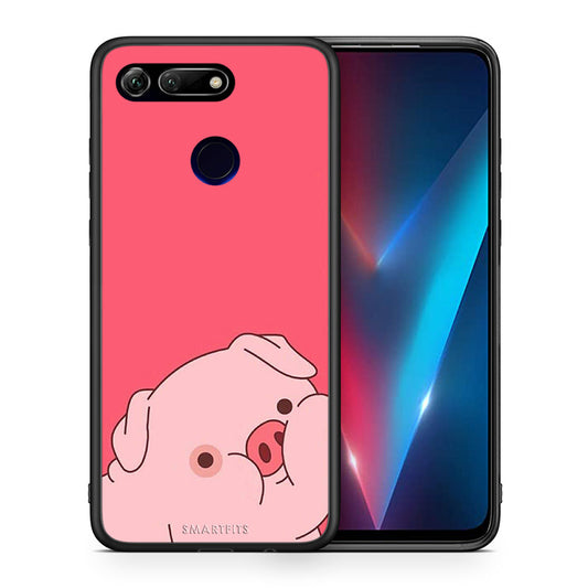 Θήκη Αγίου Βαλεντίνου Honor View 20 Pig Love 1 από τη Smartfits με σχέδιο στο πίσω μέρος και μαύρο περίβλημα | Honor View 20 Pig Love 1 case with colorful back and black bezels