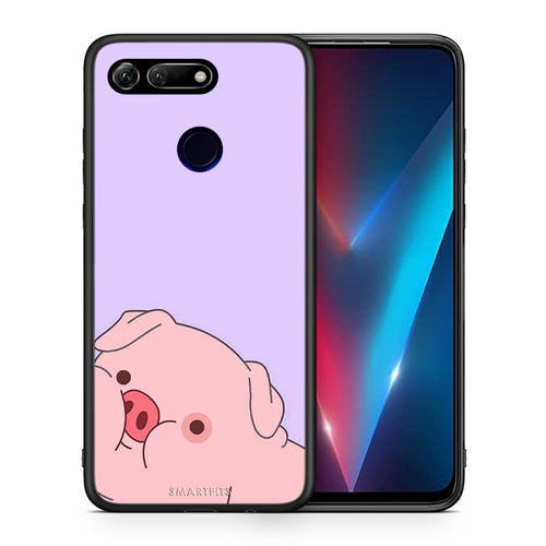 Θήκη Αγίου Βαλεντίνου Honor View 20 Pig Love 2 από τη Smartfits με σχέδιο στο πίσω μέρος και μαύρο περίβλημα | Honor View 20 Pig Love 2 case with colorful back and black bezels