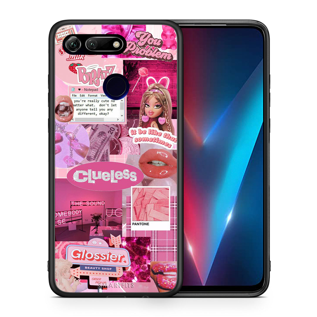 Θήκη Αγίου Βαλεντίνου Honor View 20 Pink Love από τη Smartfits με σχέδιο στο πίσω μέρος και μαύρο περίβλημα | Honor View 20 Pink Love case with colorful back and black bezels