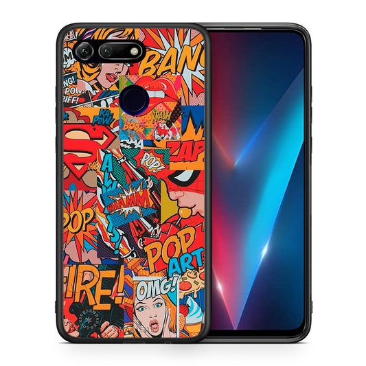 Θήκη Honor View 20 PopArt OMG από τη Smartfits με σχέδιο στο πίσω μέρος και μαύρο περίβλημα | Honor View 20 PopArt OMG case with colorful back and black bezels