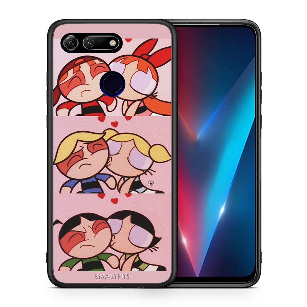 Θήκη Αγίου Βαλεντίνου Honor View 20 Puff Love από τη Smartfits με σχέδιο στο πίσω μέρος και μαύρο περίβλημα | Honor View 20 Puff Love case with colorful back and black bezels