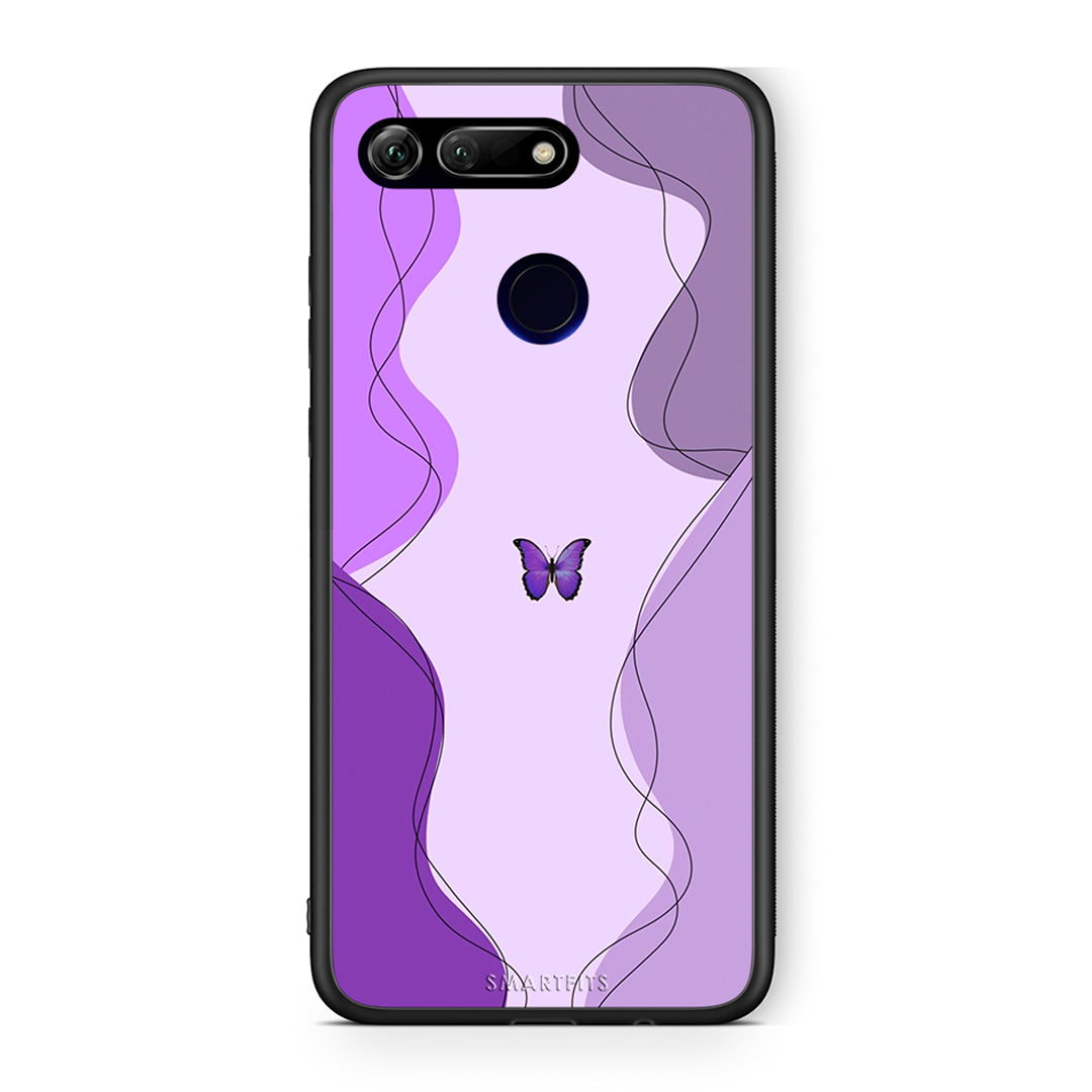 Honor View 20 Purple Mariposa Θήκη Αγίου Βαλεντίνου από τη Smartfits με σχέδιο στο πίσω μέρος και μαύρο περίβλημα | Smartphone case with colorful back and black bezels by Smartfits