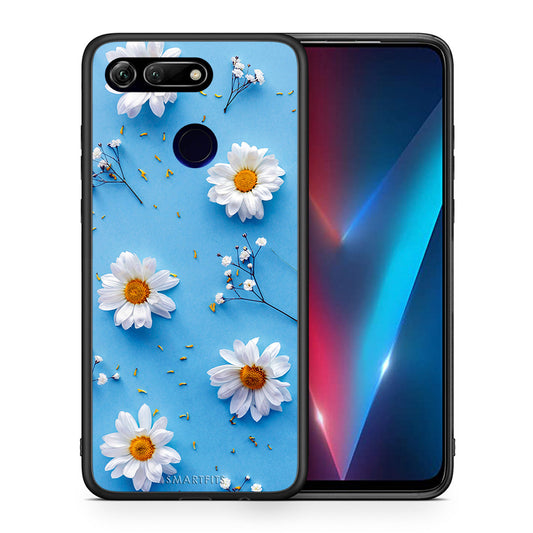 Θήκη Honor View 20 Real Daisies από τη Smartfits με σχέδιο στο πίσω μέρος και μαύρο περίβλημα | Honor View 20 Real Daisies case with colorful back and black bezels