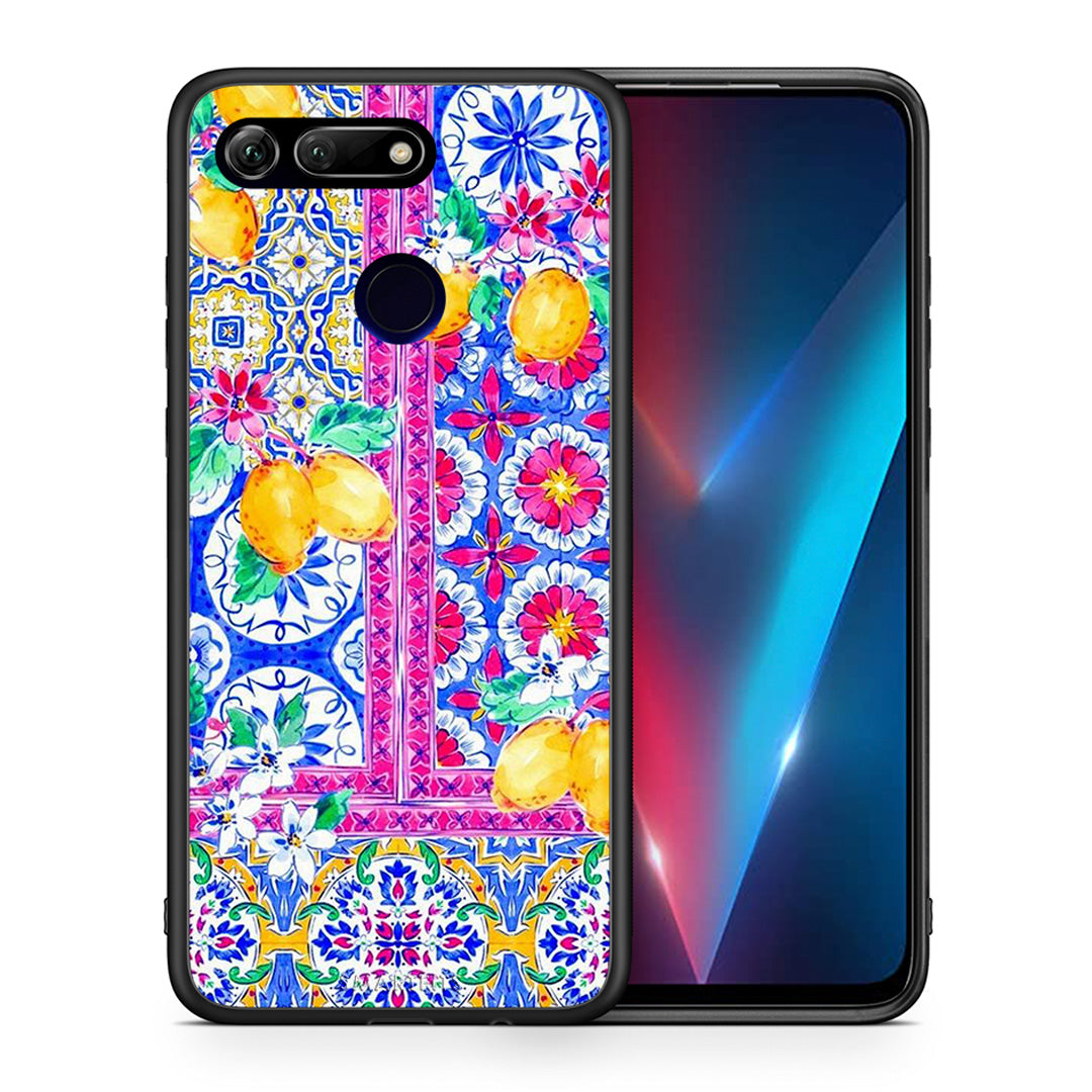Θήκη Honor View 20 Retro Spring από τη Smartfits με σχέδιο στο πίσω μέρος και μαύρο περίβλημα | Honor View 20 Retro Spring case with colorful back and black bezels