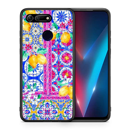 Θήκη Honor View 20 Retro Spring από τη Smartfits με σχέδιο στο πίσω μέρος και μαύρο περίβλημα | Honor View 20 Retro Spring case with colorful back and black bezels