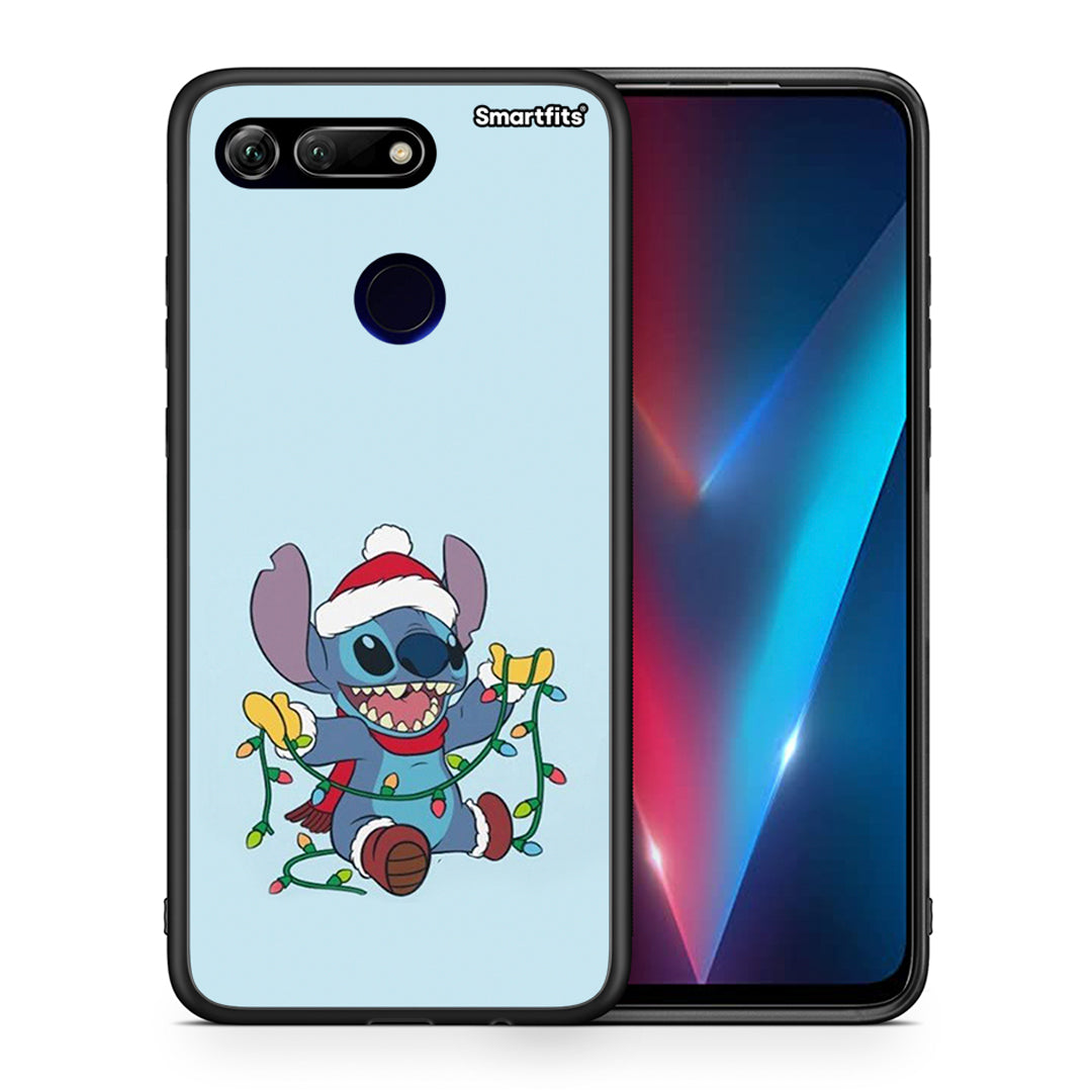 Θήκη Honor View 20 Santa Stich από τη Smartfits με σχέδιο στο πίσω μέρος και μαύρο περίβλημα | Honor View 20 Santa Stich case with colorful back and black bezels