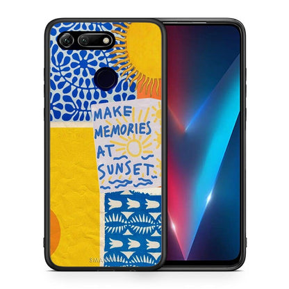 Θήκη Honor View 20 Sunset Memories από τη Smartfits με σχέδιο στο πίσω μέρος και μαύρο περίβλημα | Honor View 20 Sunset Memories case with colorful back and black bezels