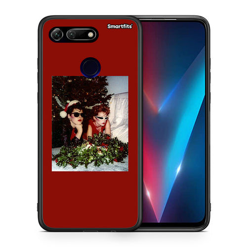 Θήκη Honor View 20 Waiting For Xmas από τη Smartfits με σχέδιο στο πίσω μέρος και μαύρο περίβλημα | Honor View 20 Waiting For Xmas case with colorful back and black bezels