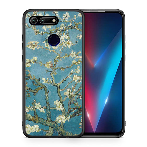 Θήκη Honor View 20 White Blossoms από τη Smartfits με σχέδιο στο πίσω μέρος και μαύρο περίβλημα | Honor View 20 White Blossoms case with colorful back and black bezels