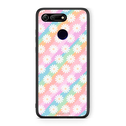 Honor View 20 White Daisies θήκη από τη Smartfits με σχέδιο στο πίσω μέρος και μαύρο περίβλημα | Smartphone case with colorful back and black bezels by Smartfits