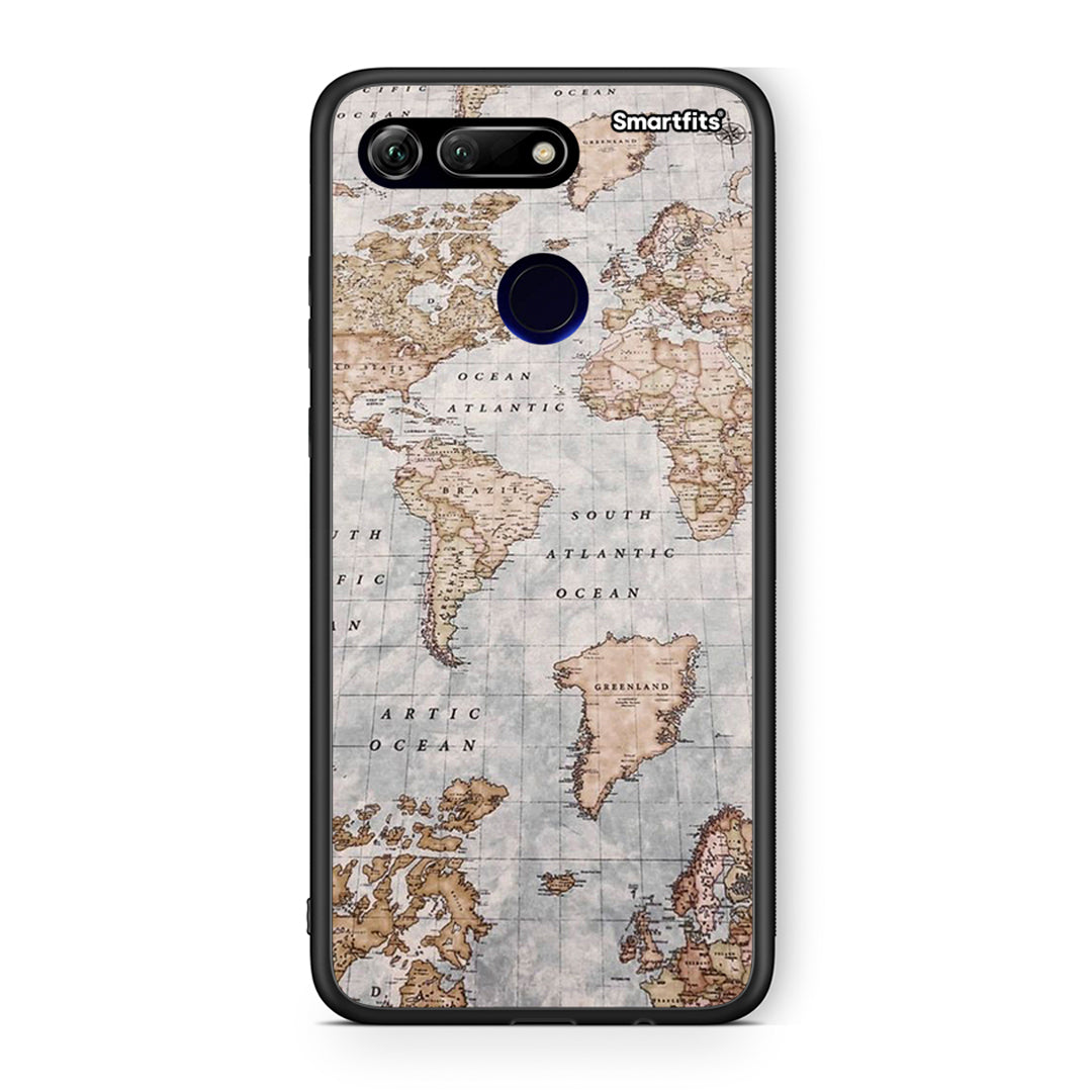 Honor View 20 World Map Θήκη από τη Smartfits με σχέδιο στο πίσω μέρος και μαύρο περίβλημα | Smartphone case with colorful back and black bezels by Smartfits