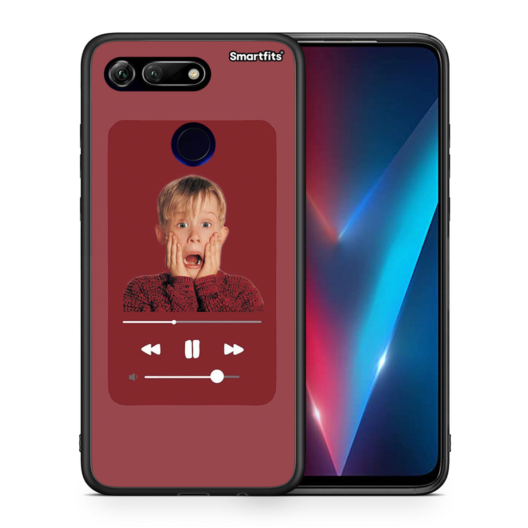 Θήκη Honor View 20 Xmas Alone Music από τη Smartfits με σχέδιο στο πίσω μέρος και μαύρο περίβλημα | Honor View 20 Xmas Alone Music case with colorful back and black bezels