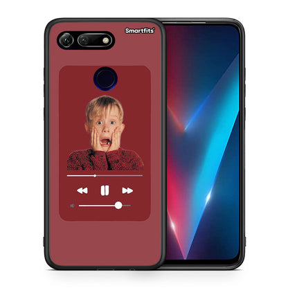 Θήκη Honor View 20 Xmas Alone Music από τη Smartfits με σχέδιο στο πίσω μέρος και μαύρο περίβλημα | Honor View 20 Xmas Alone Music case with colorful back and black bezels