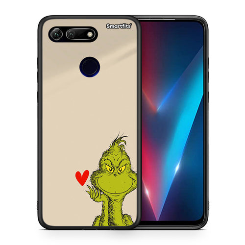 Θήκη Honor View 20 Xmas Grinch από τη Smartfits με σχέδιο στο πίσω μέρος και μαύρο περίβλημα | Honor View 20 Xmas Grinch case with colorful back and black bezels
