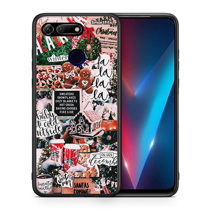 Θήκη Honor View 20 Xmas Habbits από τη Smartfits με σχέδιο στο πίσω μέρος και μαύρο περίβλημα | Honor View 20 Xmas Habbits case with colorful back and black bezels