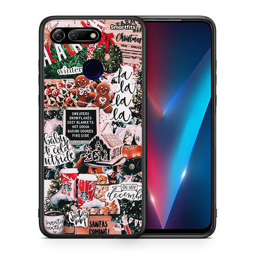 Θήκη Honor View 20 Xmas Habbits από τη Smartfits με σχέδιο στο πίσω μέρος και μαύρο περίβλημα | Honor View 20 Xmas Habbits case with colorful back and black bezels