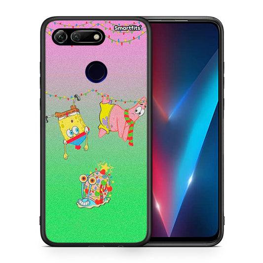 Θήκη Honor View 20 Xmas Lights από τη Smartfits με σχέδιο στο πίσω μέρος και μαύρο περίβλημα | Honor View 20 Xmas Lights case with colorful back and black bezels