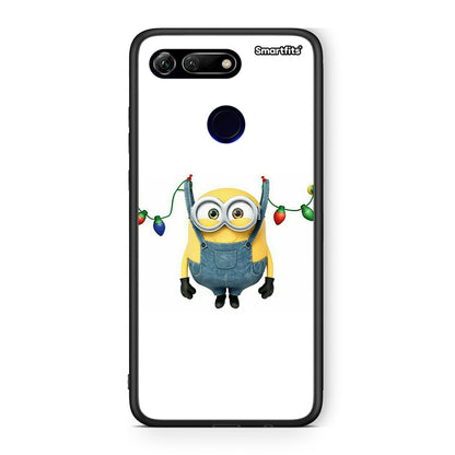 Huawei Honor View 20 Xmas Minion Lights θήκη από τη Smartfits με σχέδιο στο πίσω μέρος και μαύρο περίβλημα | Smartphone case with colorful back and black bezels by Smartfits