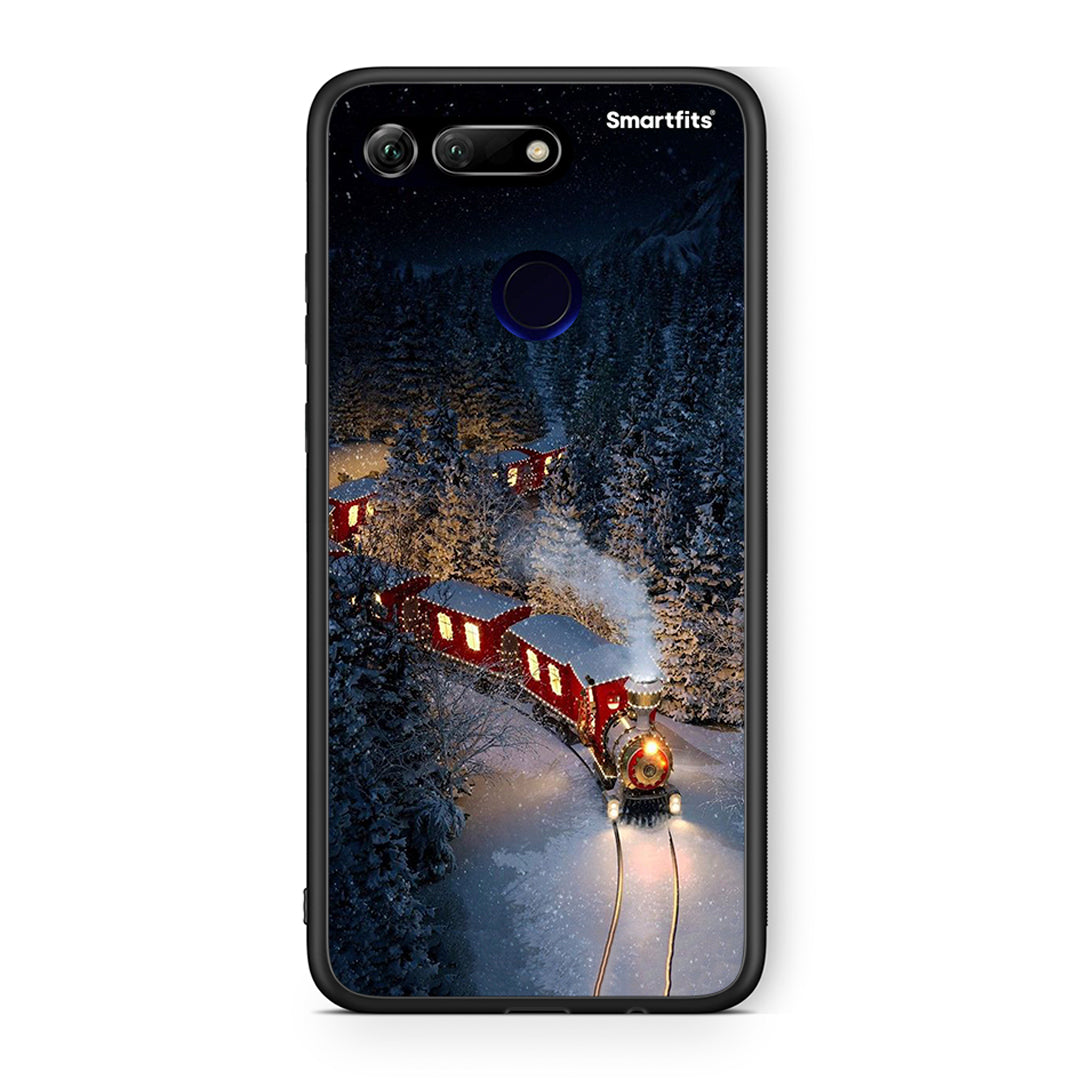 Huawei Honor View 20 Xmas Train θήκη από τη Smartfits με σχέδιο στο πίσω μέρος και μαύρο περίβλημα | Smartphone case with colorful back and black bezels by Smartfits