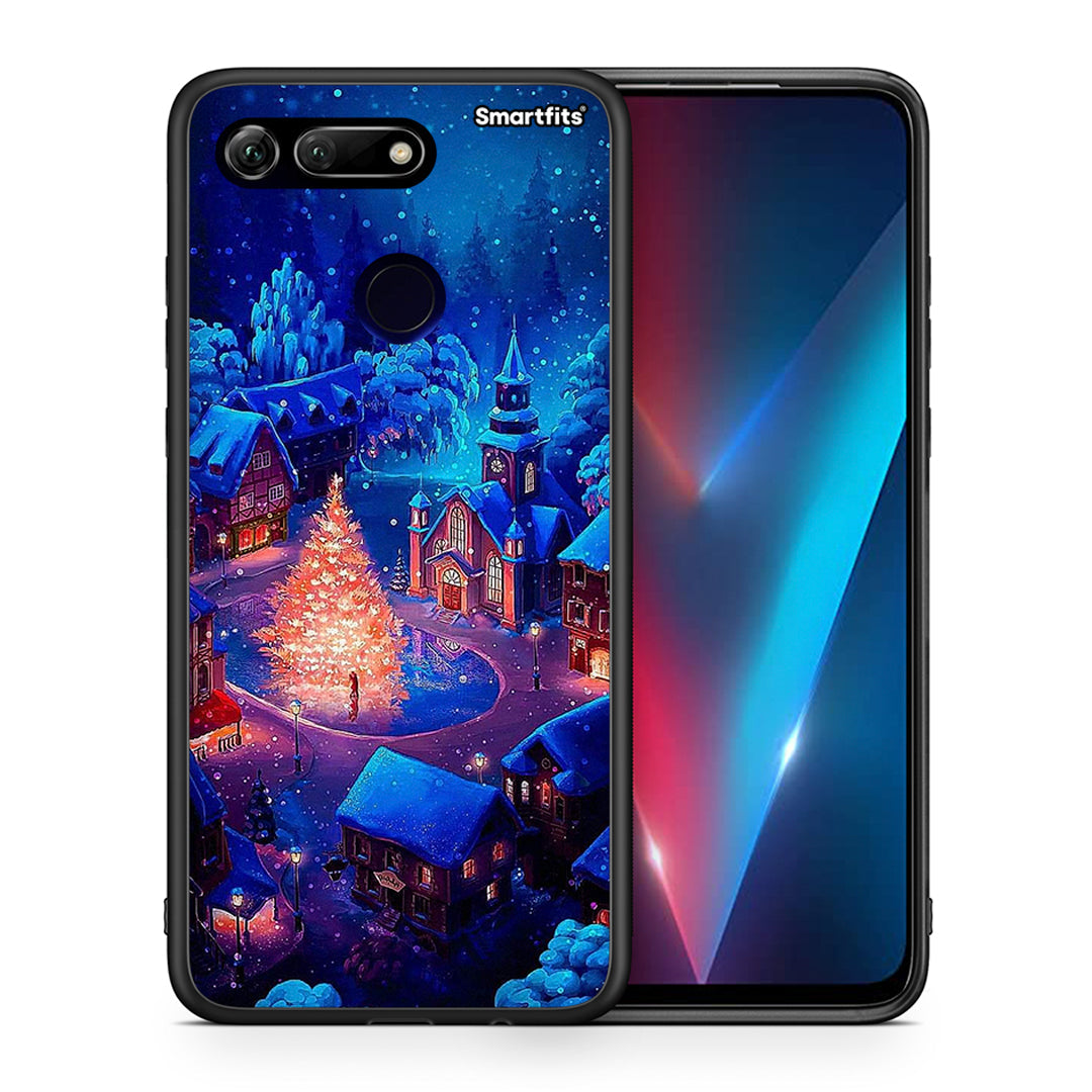 Θήκη Honor View 20 Xmas Village από τη Smartfits με σχέδιο στο πίσω μέρος και μαύρο περίβλημα | Honor View 20 Xmas Village case with colorful back and black bezels