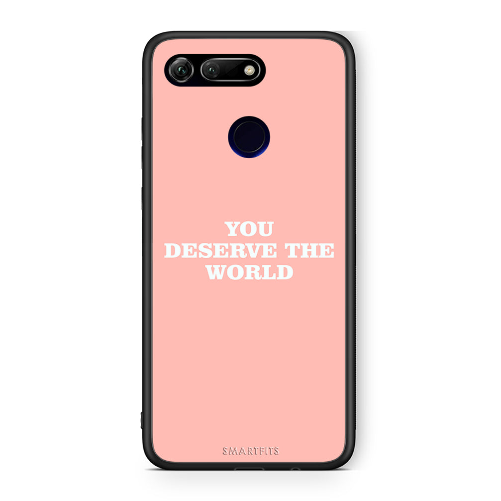 Honor View 20 You Deserve The World Θήκη Αγίου Βαλεντίνου από τη Smartfits με σχέδιο στο πίσω μέρος και μαύρο περίβλημα | Smartphone case with colorful back and black bezels by Smartfits