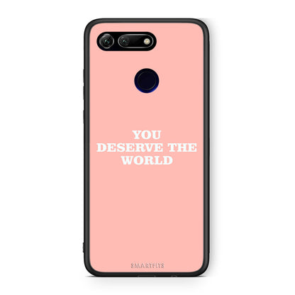 Honor View 20 You Deserve The World Θήκη Αγίου Βαλεντίνου από τη Smartfits με σχέδιο στο πίσω μέρος και μαύρο περίβλημα | Smartphone case with colorful back and black bezels by Smartfits