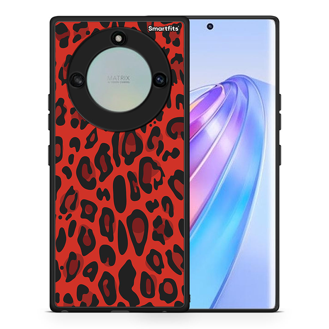 Θήκη Honor X40 Red Leopard Animal από τη Smartfits με σχέδιο στο πίσω μέρος και μαύρο περίβλημα | Honor X40 Red Leopard Animal case with colorful back and black bezels