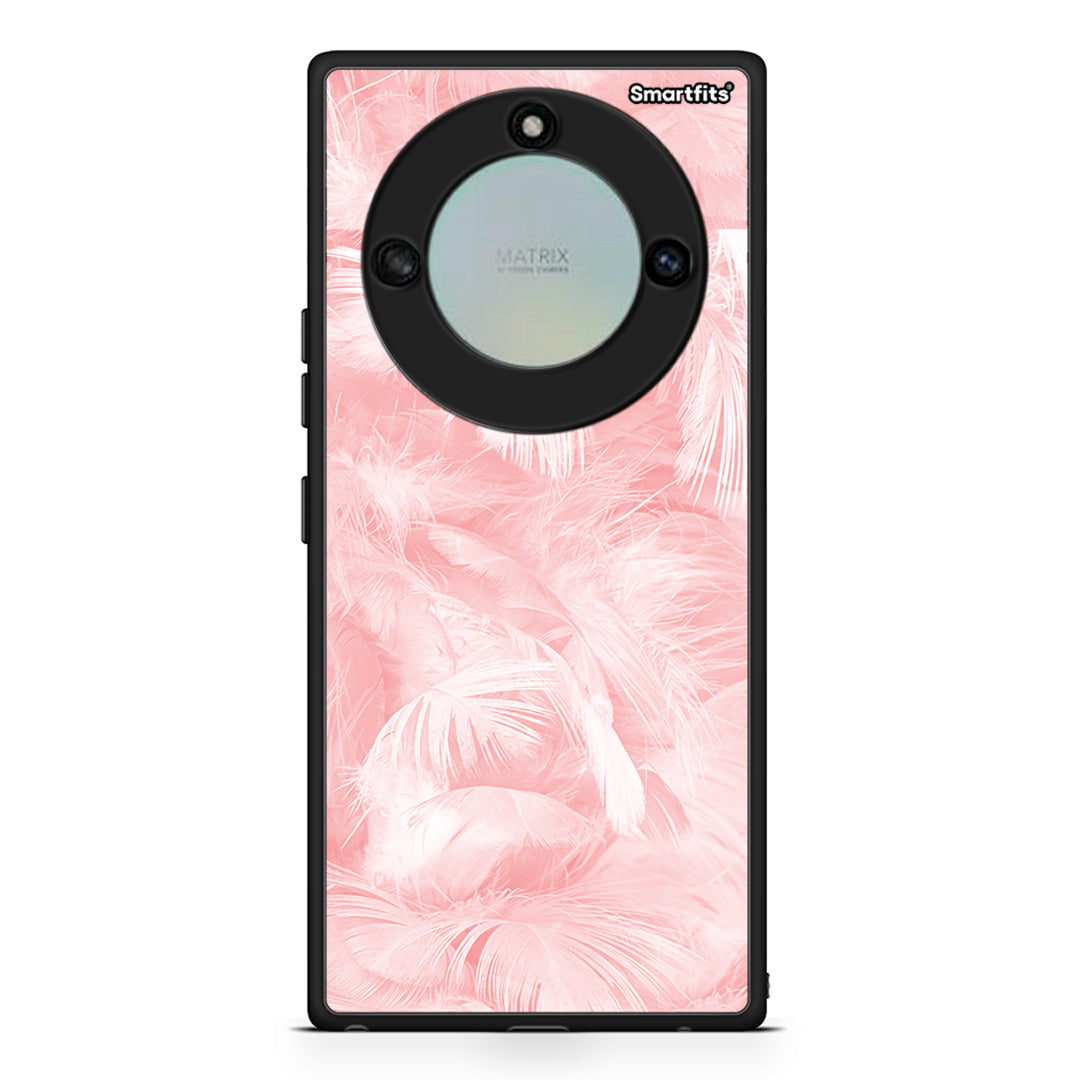 33 - Honor X40 Pink Feather Boho case, cover, bumper