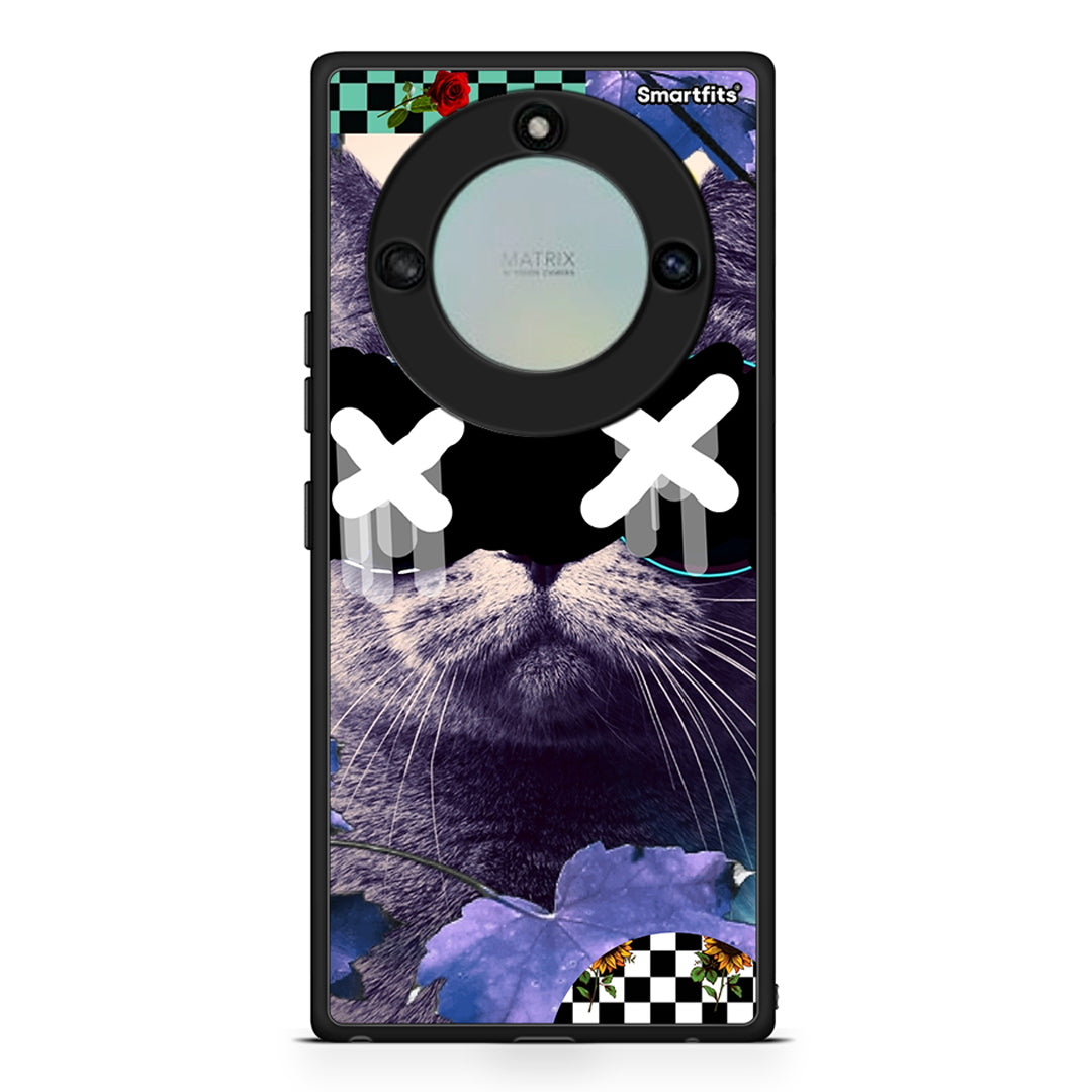 Honor X40 Cat Collage θήκη από τη Smartfits με σχέδιο στο πίσω μέρος και μαύρο περίβλημα | Smartphone case with colorful back and black bezels by Smartfits