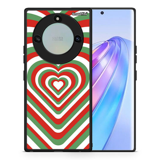 Θήκη Honor X40 Christmas Hearts από τη Smartfits με σχέδιο στο πίσω μέρος και μαύρο περίβλημα | Honor X40 Christmas Hearts case with colorful back and black bezels