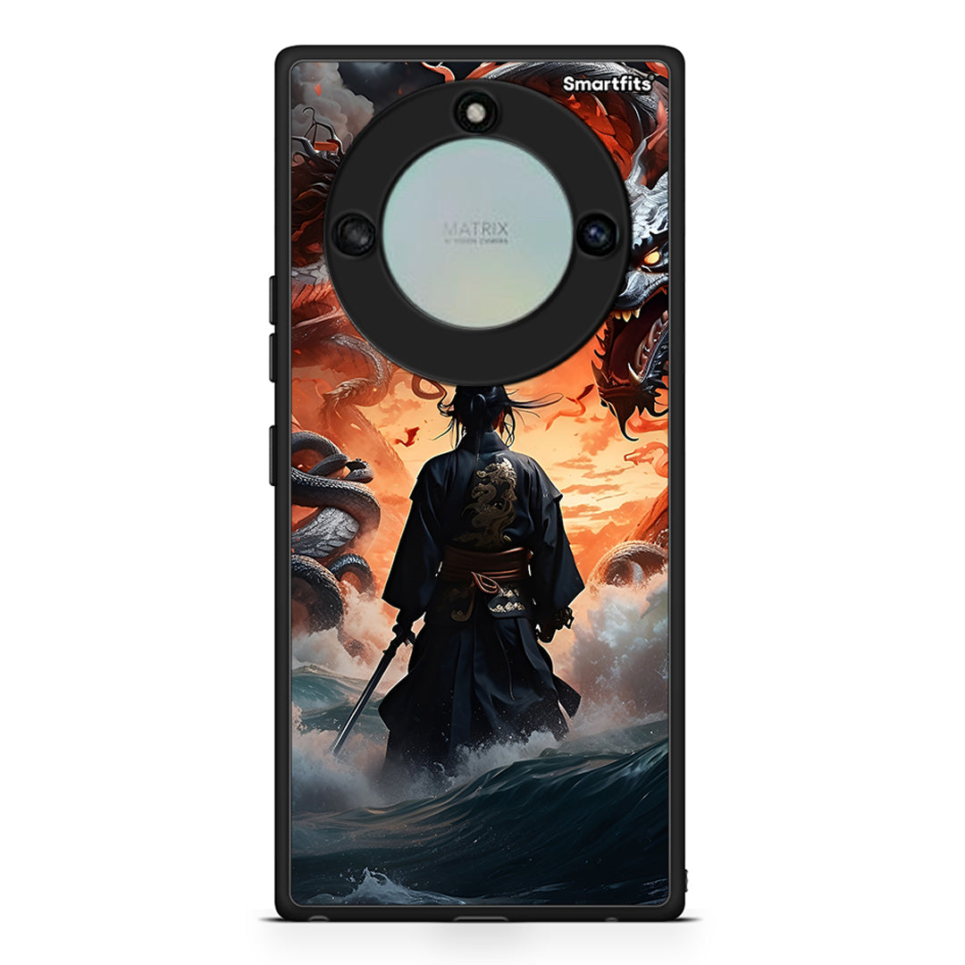 Honor X40 Dragons Fight θήκη από τη Smartfits με σχέδιο στο πίσω μέρος και μαύρο περίβλημα | Smartphone case with colorful back and black bezels by Smartfits