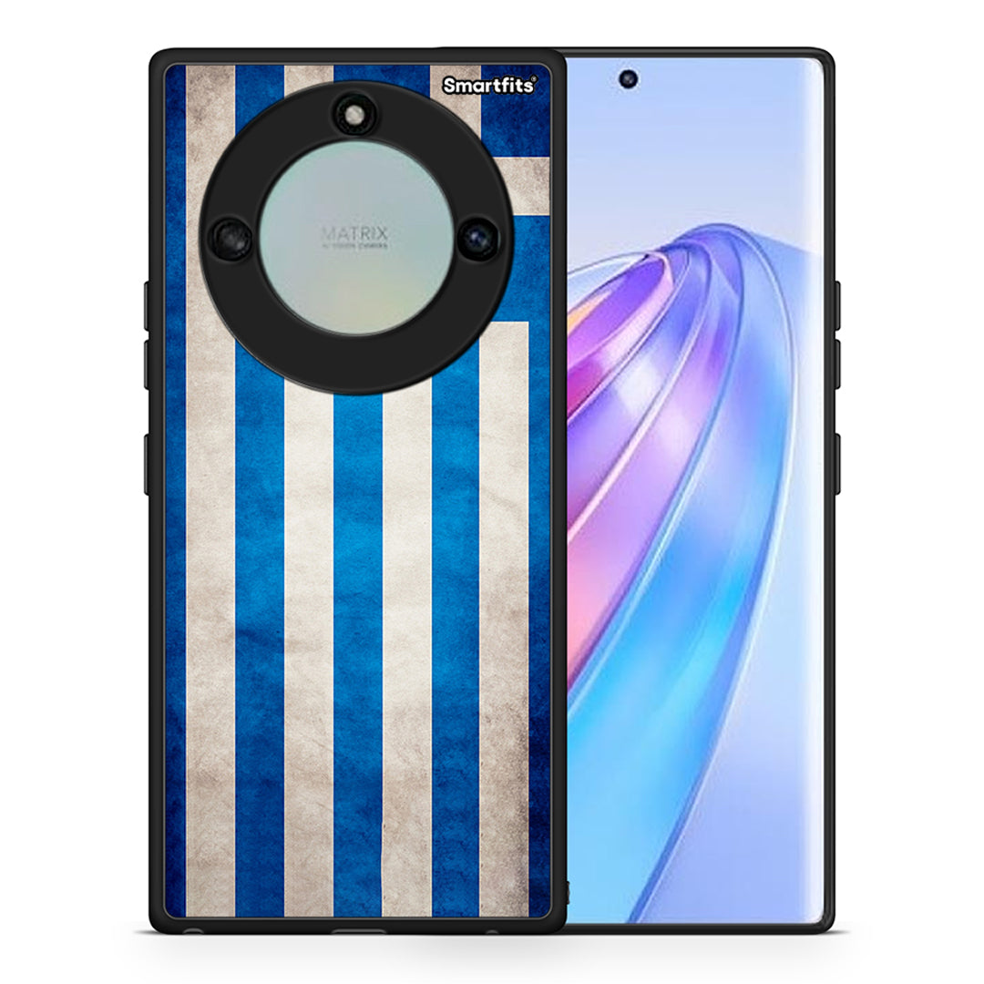 Θήκη Honor X40 Greek Flag από τη Smartfits με σχέδιο στο πίσω μέρος και μαύρο περίβλημα | Honor X40 Greek Flag case with colorful back and black bezels