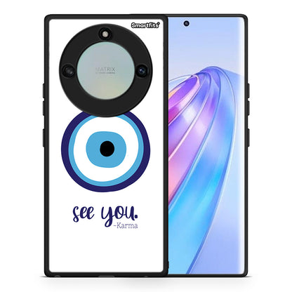 Θήκη Honor X40 Karma Says από τη Smartfits με σχέδιο στο πίσω μέρος και μαύρο περίβλημα | Honor X40 Karma Says case with colorful back and black bezels