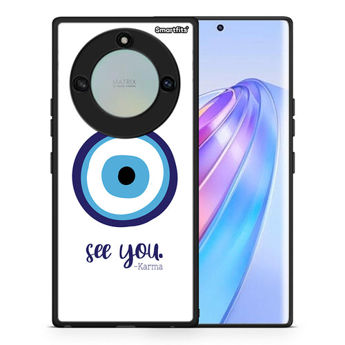 Θήκη Honor X40 Karma Says από τη Smartfits με σχέδιο στο πίσω μέρος και μαύρο περίβλημα | Honor X40 Karma Says case with colorful back and black bezels