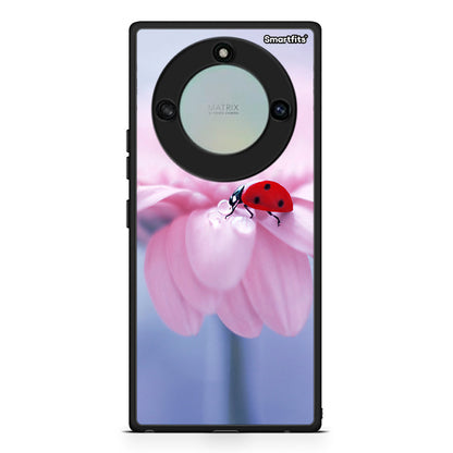 Honor X40 Ladybug Flower θήκη από τη Smartfits με σχέδιο στο πίσω μέρος και μαύρο περίβλημα | Smartphone case with colorful back and black bezels by Smartfits